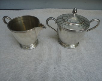 Vintage Oneida Sugar and Creamer, Oneida Community Par Plate Silver Tone Sugar and Creamer Set, Sugar Dish, Creamer, Mid Century Sugar Cream