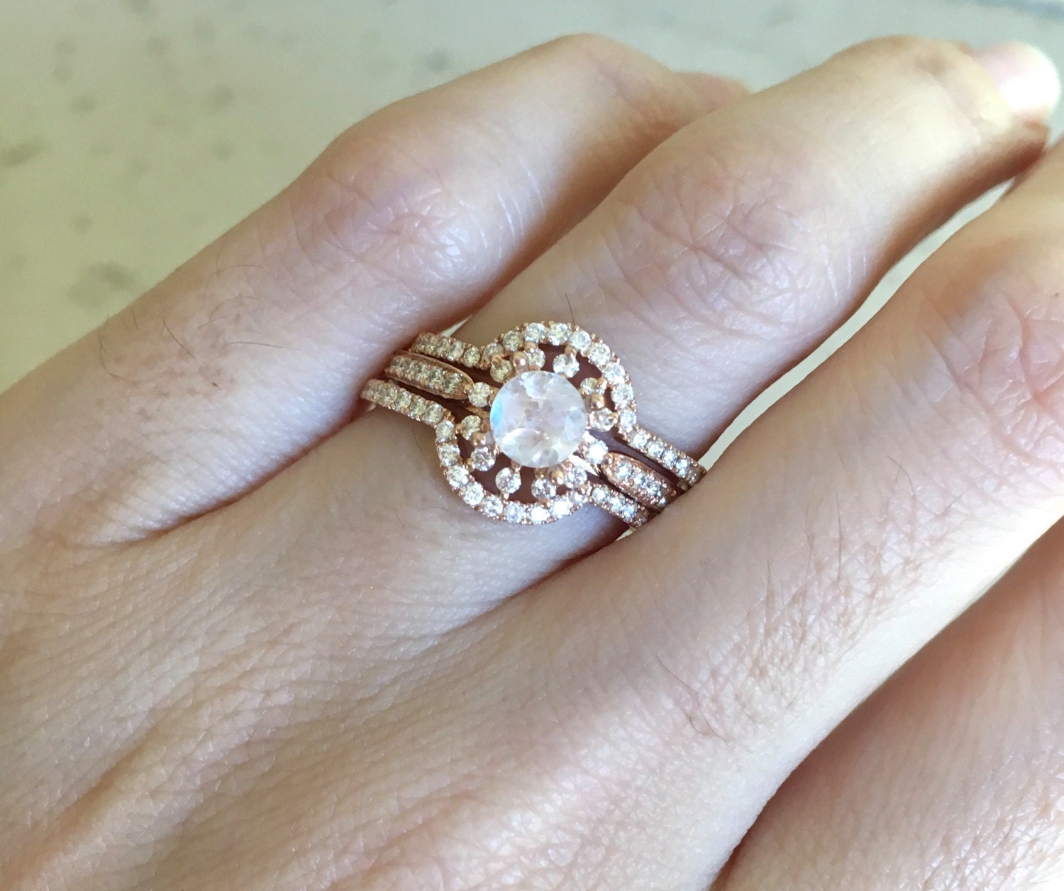 rose gold moonstone engagement ring set moonstone engagement ring floral engagement ring rainbow moonstone bridal set wedding ring - Moonstone Wedding Ring rose gold moonstone engagement ring set moonstone engagement ring floral engagement ring rainbow moonstone bridal set wedding ring - Moonstone Wedding Ring