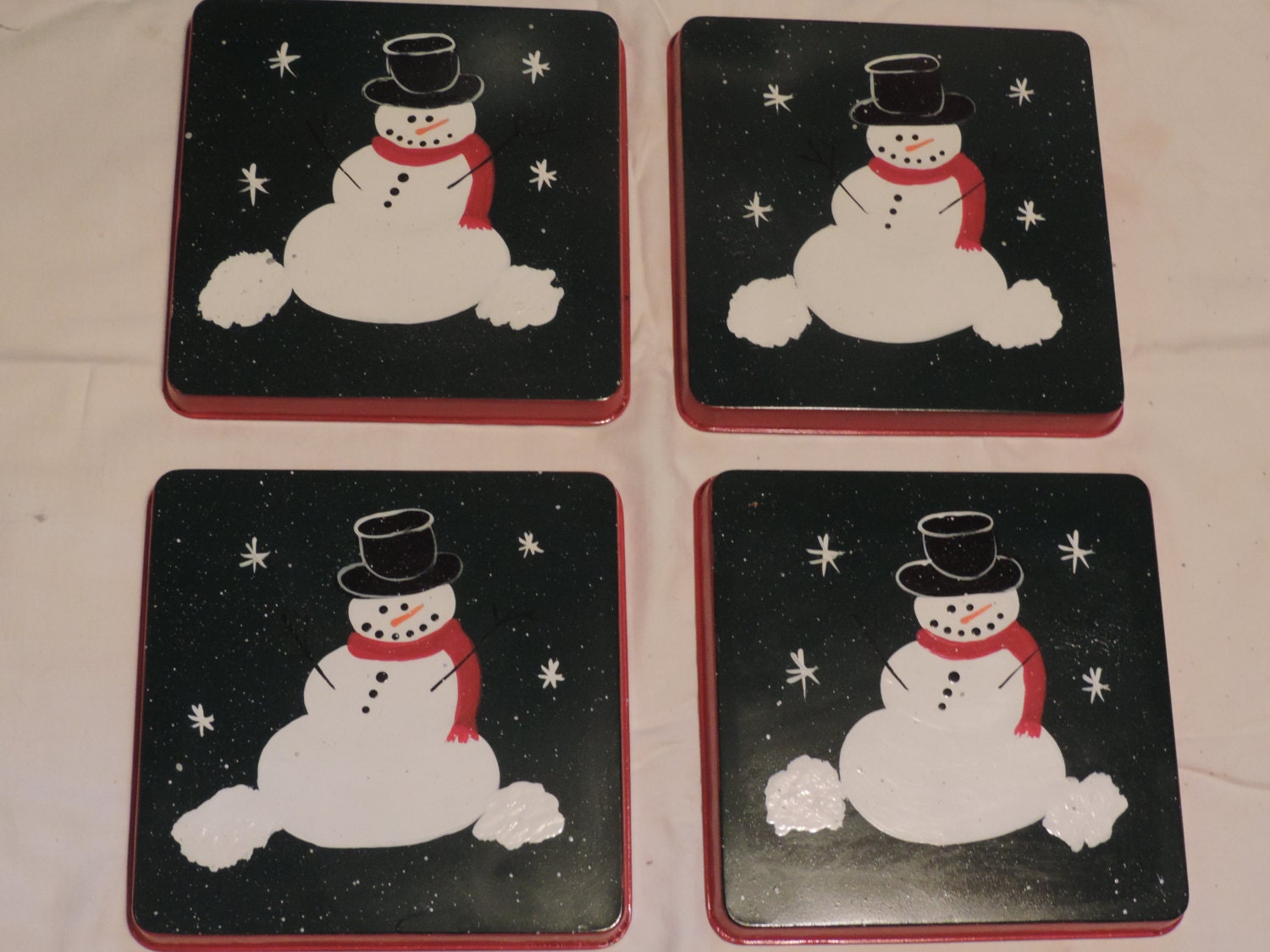 Snowman christmas burner covers set of 4 square for gas stove