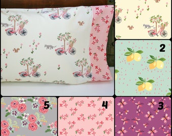 Organic Toddler Pillowcase, Organic Travel Pillowcase, Bloom, Kitties, Bicycles, Floral Pillowcase, Pillow Case