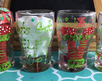 Lets get elf'd up! set of 4 shot glasses.