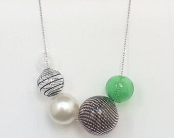 Bubbles Hand Blown Glass Necklace - Green