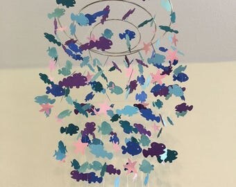 fish mobile, clown fish mobile, modern fish mobile, modern baby mobile, crib mobile, nursery mobile, star fish mobile, baby shower gift