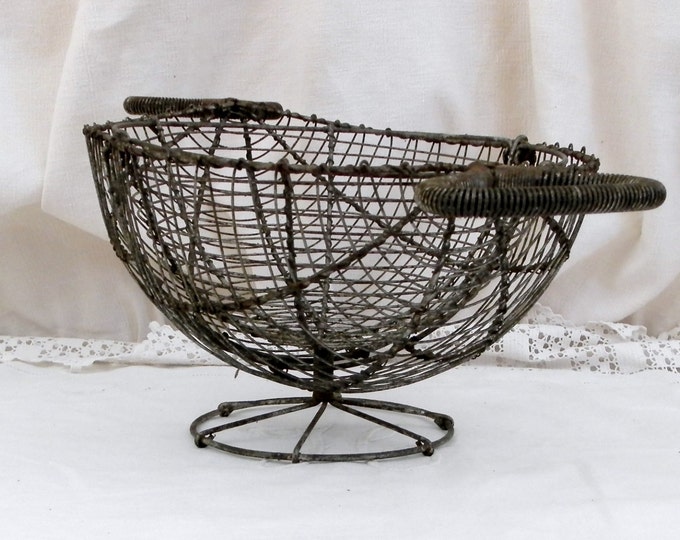 Round Antique French Country Kitchen Metal Wire Egg / Salad Basket, French Country Decor, Shabby, Chic, Chateau, Rustic, Wire ware, Retro