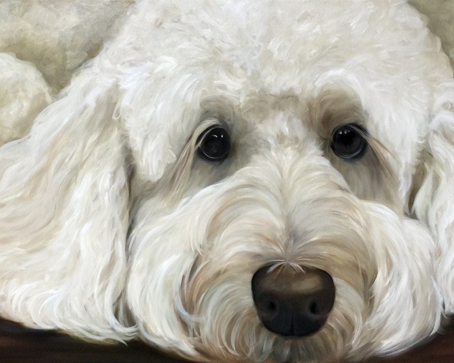 CANVAS or Paper PRINT of original oil painting of Labradoodle