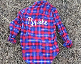 Custom flannel, personalized flannel, vintage, customized plaid, group flannels, customize bridal flannel, bridesmaid gift, family flannel