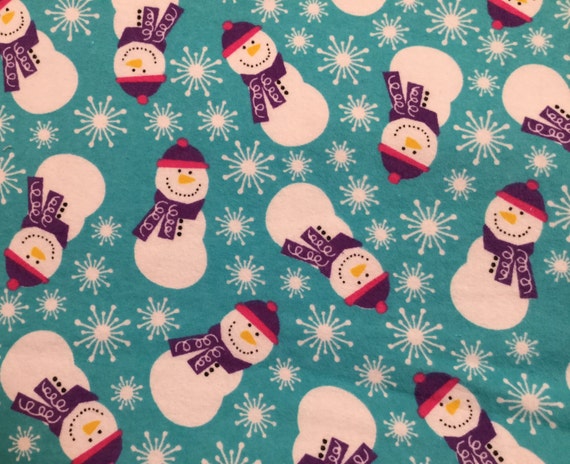 CHRISTMAS FLANNEL Snowman Flannel Fabric Happy Snowman