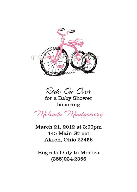 Vintage Tricycle Baby Shower Birthday Invitations Custom