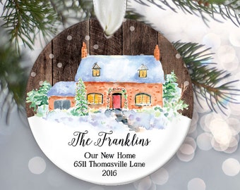 Faux wood Our First Home Ornament, Personalized Christmas Ornament, New Home, Housewarming Gift, New House, Cabin, Lake house 1st Home OR014