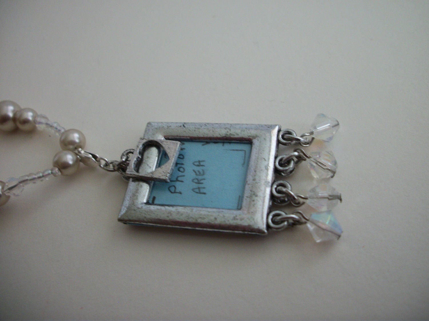 Handmade Photo Frame Necklace with Dangle Charms