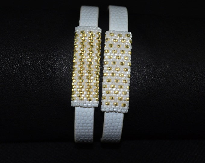 Gold White Double snake bracelet strap Braided for women beads bracelets women bracelet leather bracelet gift for her male model leather