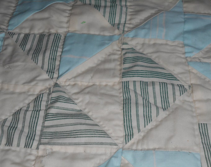 Sale: Flying Dutchman Triangle Queen Size Quilt, Bed Quilt, Modern Quilt