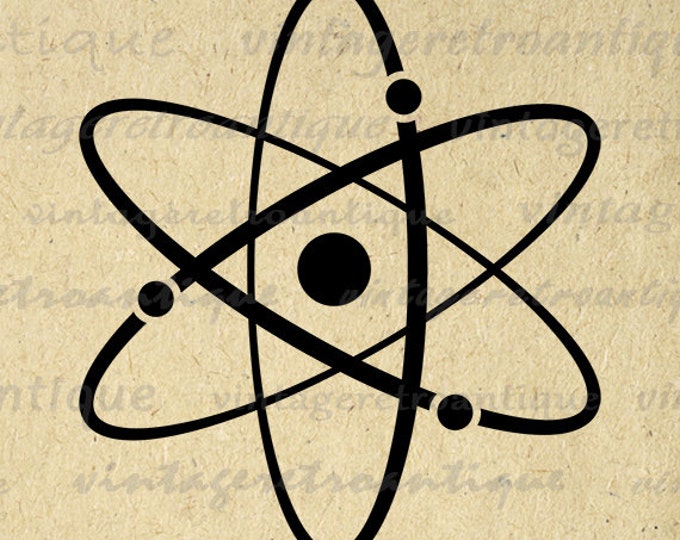 Printable Atomic Symbol Image Graphic Download Atoms Science Molecules Digital Antique Clip Art Jpg Png Eps HQ 300dpi No.4005