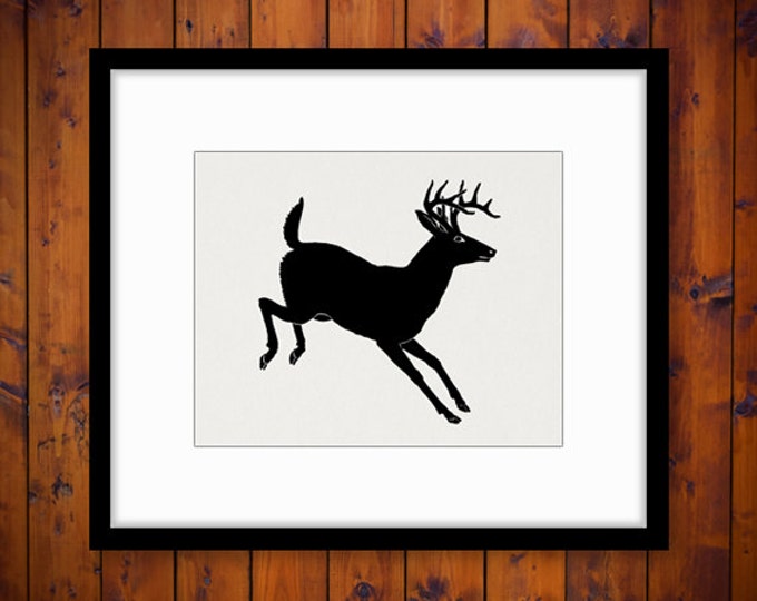 Digital Graphic Deer Silhouette Download Image Printable Artwork Vintage Clip Art Jpg Png Eps HQ 300dpi No.2084