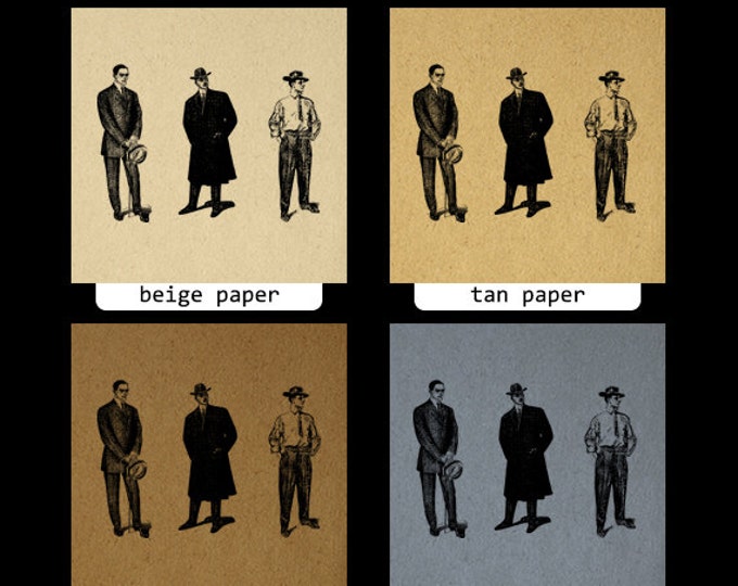 Printable Old Fashioned Businessmen Digital Download People Men Graphic Image Vintage Clip Art Jpg Png Eps HQ 300dpi No.1206