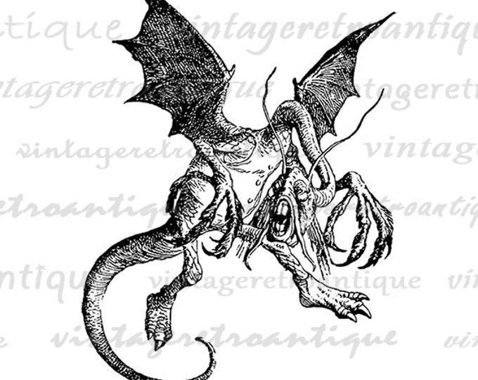 Digital Graphic Jabberwocky Alice in Wonderland Download Illustration Printable Image Jpg Png Eps HQ 300dpi No.1762