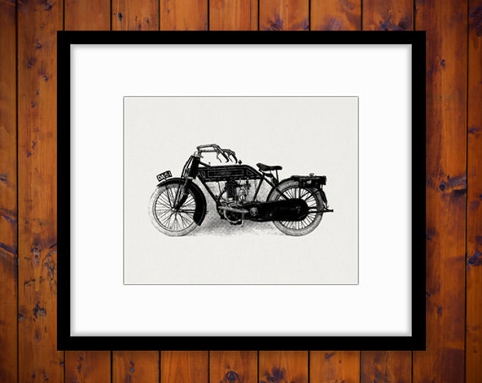 Printable Digital Motorcycle Graphic Image Antique Motorcycle Illustration Download Vintage Clip Art Jpg Png Eps HQ 300dpi No.3689