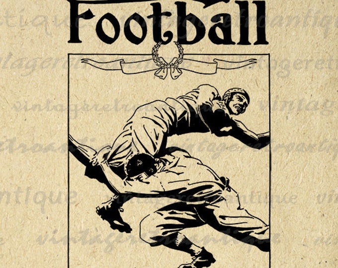 Digital Image Antique Football Artwork Printable Football Graphic Download Jpg Png Eps HQ 300dpi No.4199