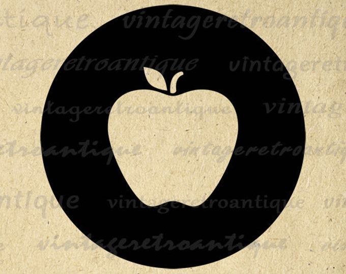 Digital Apple Printable Image School Education Teacher Symbol Download Food Graphic Antique Clip Art Jpg Png Eps HQ 300dpi No.4368