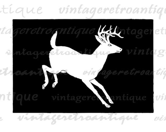 Deer Silhouette Image Graphic Printable Animal Illustration Digital Download Vintage Clip Art Jpg Png Eps HQ 300dpi No.3348