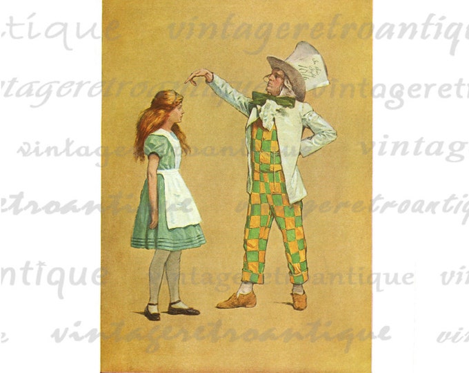 Alice and the Mad Hatter Alice in Wonderland Digital Image Download Collage Sheet No.2525