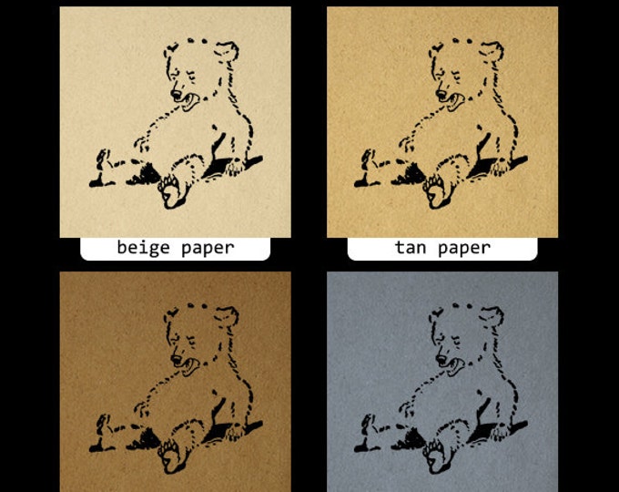 Little Bear Cub Image Printable Download Cute Digital Graphic Antique Clip Art for Transfers Making Prints etc HQ 300dpi No.847