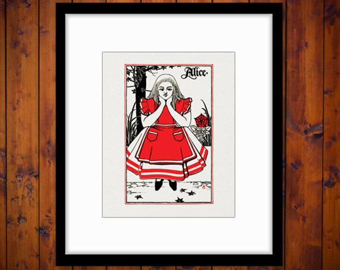 Alice from Alice in Wonderland Graphic Image Download Printable Digital Vintage Clip Art HQ 300dpi No.2535