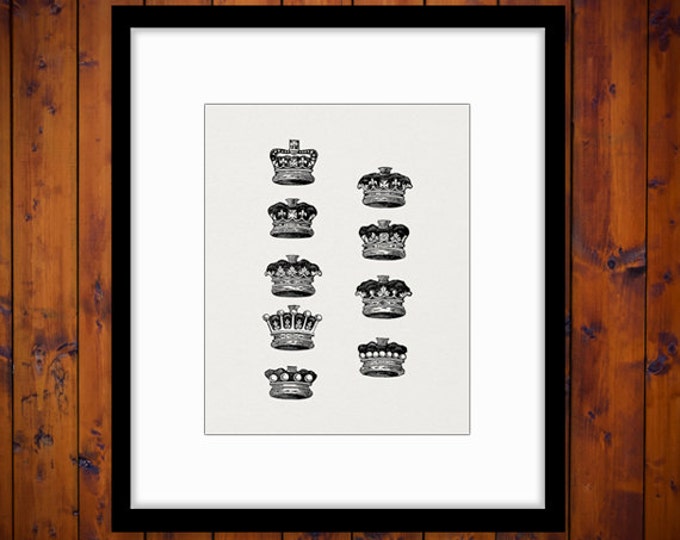 Crowns Collection Graphic Printable Digital Crown Image Royal Download Vintage Clip Art Jpg Png Eps HQ 300dpi No.625