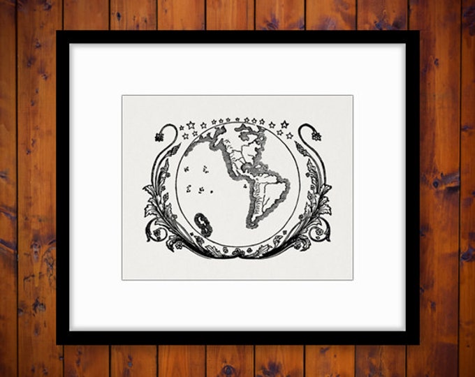 Digital Printable Antique Globe Download Earth World Map Image Graphic Vintage Clip Art Jpg Png Eps HQ 300dpi No.3654