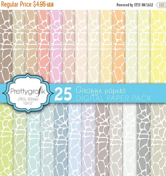 80% OFF SALE giraffe digital paper, commercial use, scrapbook papers, background - PS592 Il_570xn