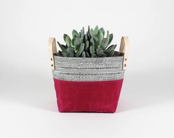 Waxed Canvas Basket, Home Decor, Nursery Decor, Storage Basket, Entryway Organizer, Bathroom Storage, Makeup Brush Holder, Fruit Basket