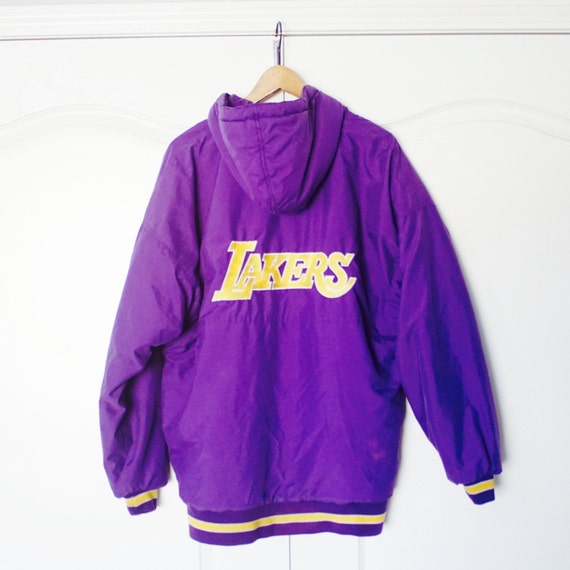 Vintage 90s Los Angeles Lakers RARE Purple STARTER Parka Coat