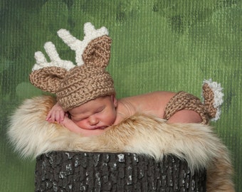 Deer Baby Hat and Diaper Cover Crochet Pattern, Toboggan, Deer Costume, gifts, Beanie, Deer Crochet, Kids, Toddler, Child, Woodland