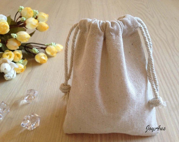 Featured listing image: 12x Natural Linen Pouch Favour Bags with Drawstring - Wedding Party Favour Bag - Baby Shower Chrismas Gift Bag