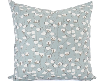 Two Decorative Pillows - Spa Blue Pillow Cover - Floral Pillow Cover - Modern Pillow Sham - Accent Pillow - Blue Throw Pillow - Blue Pillow