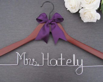 Custom Bridal Hanger - Bride Coat Hanger - Mrs Hanger for Bride - Wedding Name Hangers - Bride Wire Hangers - Bridal Hanger - Name Hanger
