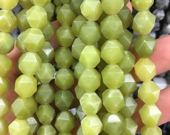 Natural lemon quartz beads, green nugget beads, faceted beads, loose gemstone beads wholesale, 8mm 10mm 12mm