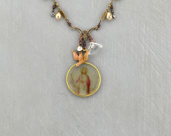 Optical lens "Grace" Necklace, Pendant, Jesus Graphic