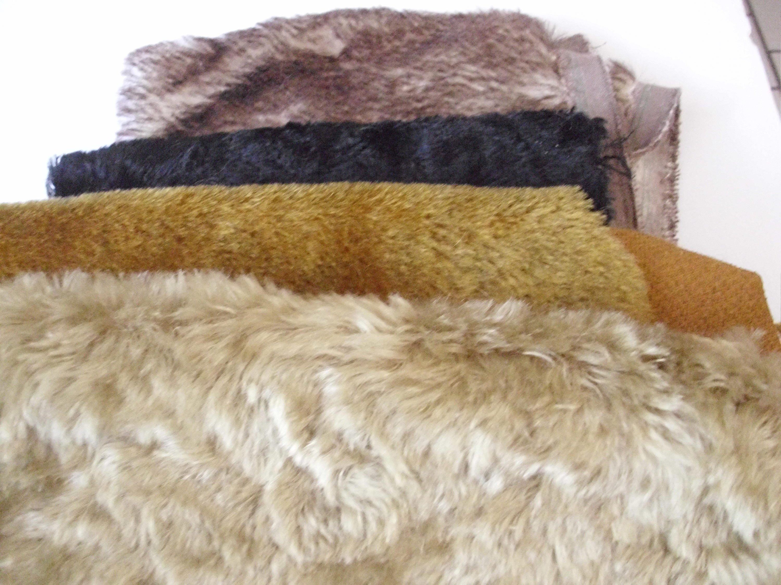 Four Mohair Fabric Remnants Lot, Mohair Yardage, Teddy Bear Mohair