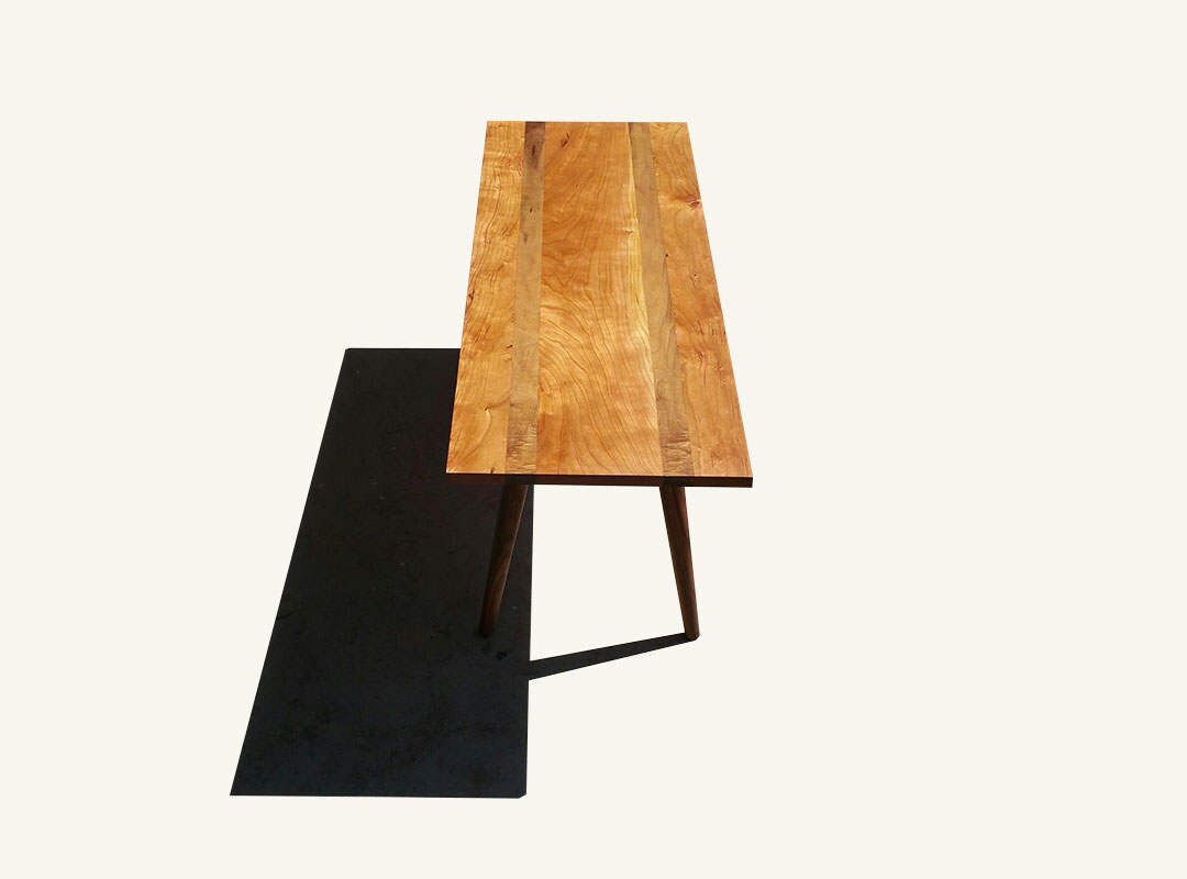 Mid Century Cherry Coffee Table with Walnut Stripes Walnut