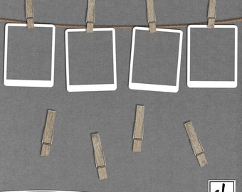 Digital Clothespins - Clothespins Clip Art - Digital Scrapbooking Clothespins - Wooden Clothespins - Instant Download - CU OK
