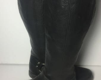 Frye 76850 Phillip Harness Tall Black Leather Biking Riding Motorcycle Boots Women's Size 7.5