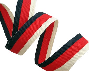 Gross Grain Gucci Style White Red Blue Trim Ribbon, Double Face Trim