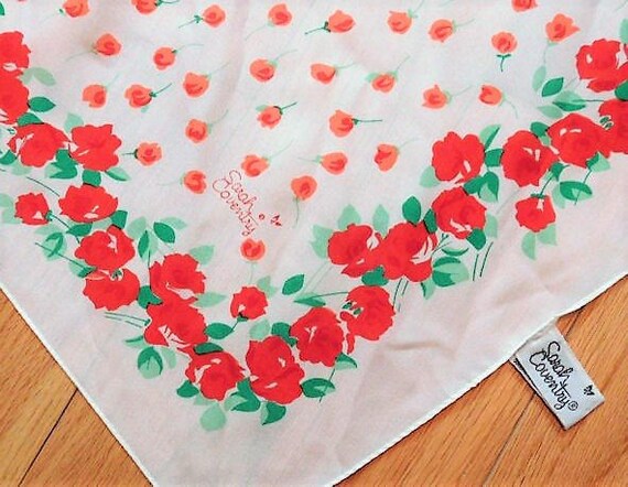 Vintage 1970s Sarah Coventry Scarf Rose Print Floral Designer Scarf Made In Italy Italian Scarf Anniversary Birthday Wedding Gift Wall Art