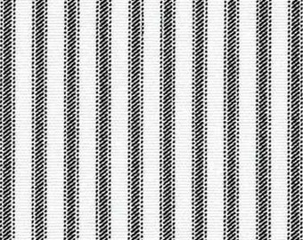 Drapery Fabric, Upholstery Fabric, Black Ticking Stripe Fabric, Charcoal Ticking, French Country Home, Farmhouse Cottage, Quilting Fabric