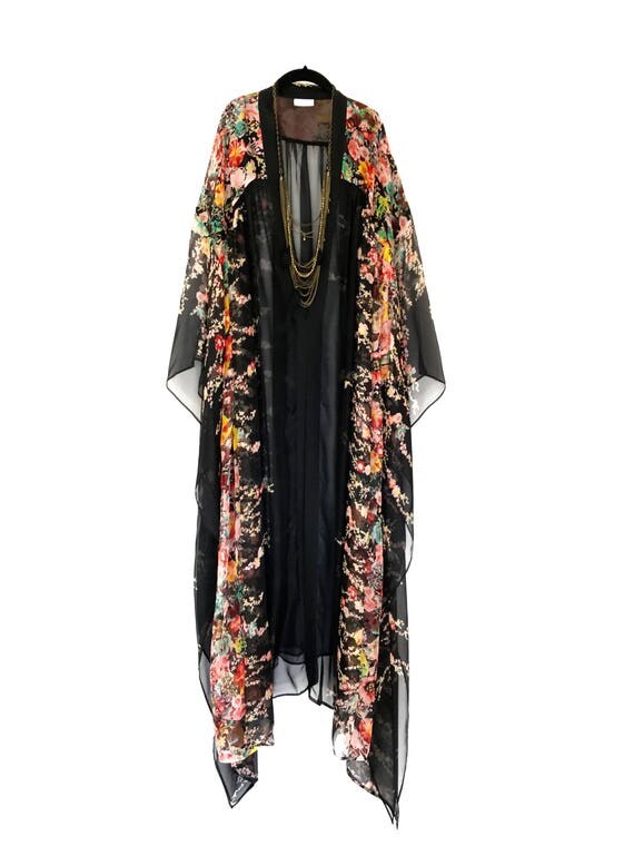 Kaftan kimono robe silk kaftan robe in a pure silk chiffon