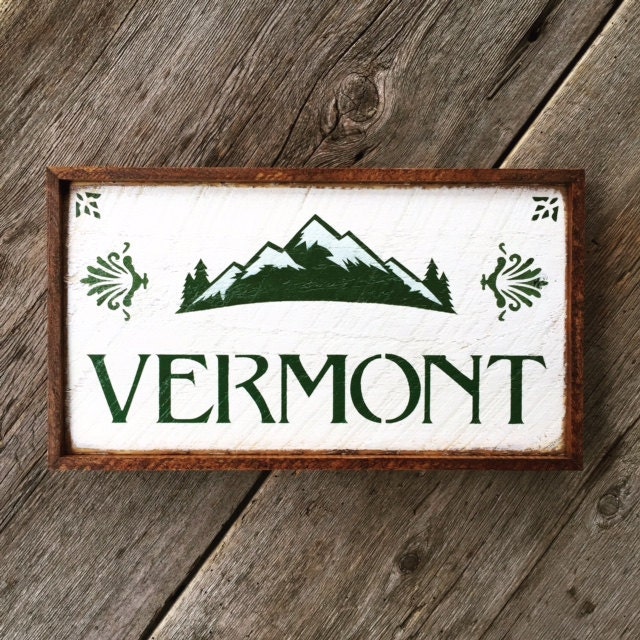 Vermont Sign State Sign Rustic Wood Sign Cabin Decor Wall