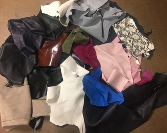 Lot of leather scraps lamb cow pig calf suede sheepskin goatskin hide skin - 5 Lb