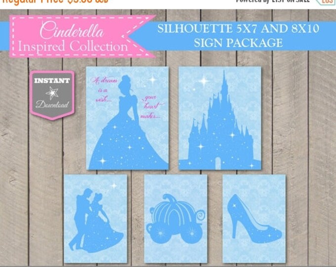 SALE INSTANT DOWNLOAD Printable Cinderella Inspired 5x7 and 8x10 Party Sign Package / Cinderella Collection / Item #2701