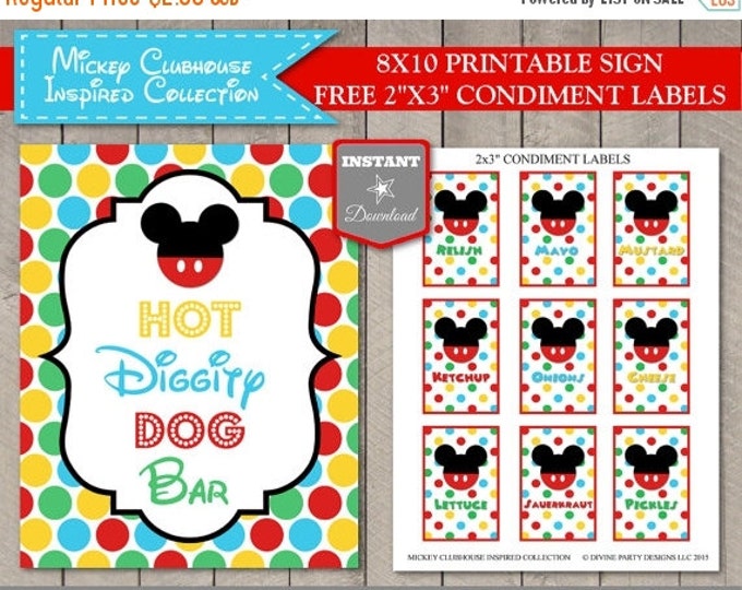 SALE INSTANT DOWNLOAD Mouse Clubhouse 8x10 Hot Diggity Dog Bar Party Sign / Printable Diy / Clubhouse Collection / Item #1626